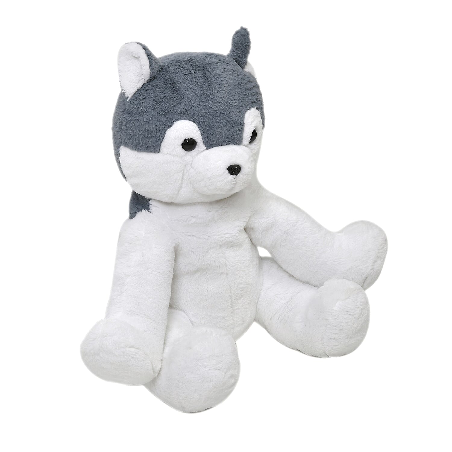 Christmas Gifting Idea - LARGE Cute Husky Dog-  53.5 cm Faux Fur Material  - Beige