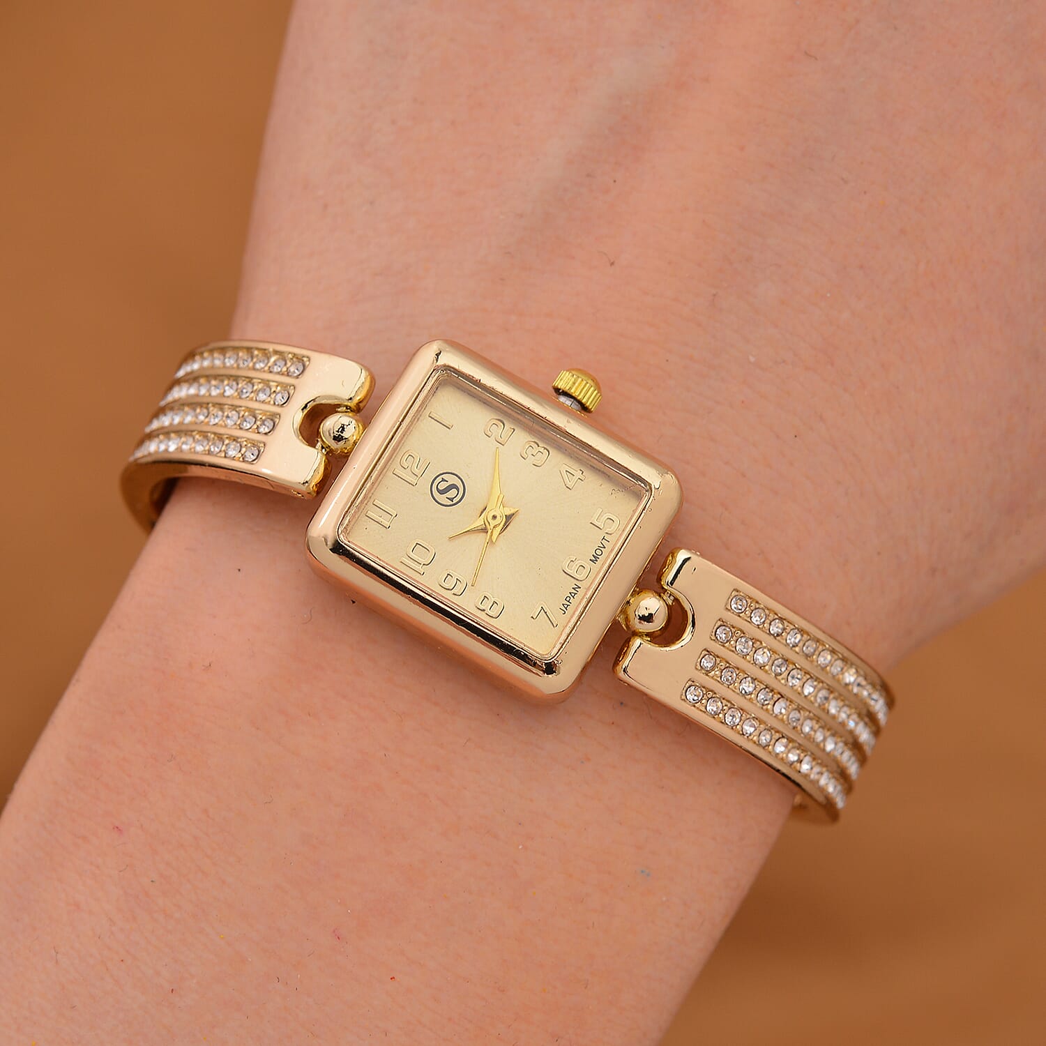 STRADA, PC21S Japanese Movement Stainless Steel Watch with Studded Crystal 2.000  Ct.