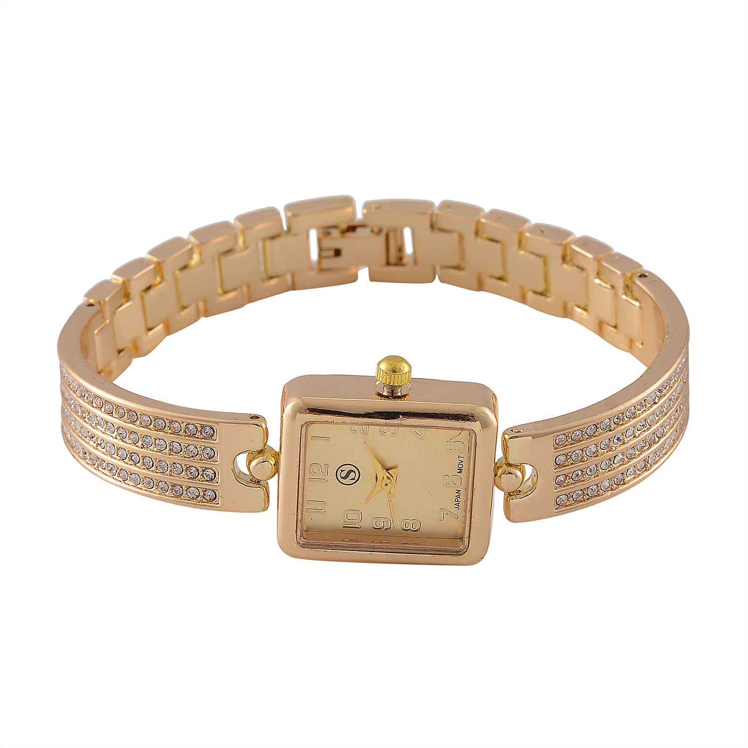 STRADA, PC21S Japanese Movement Stainless Steel Watch with Studded Crystal 2.000  Ct.