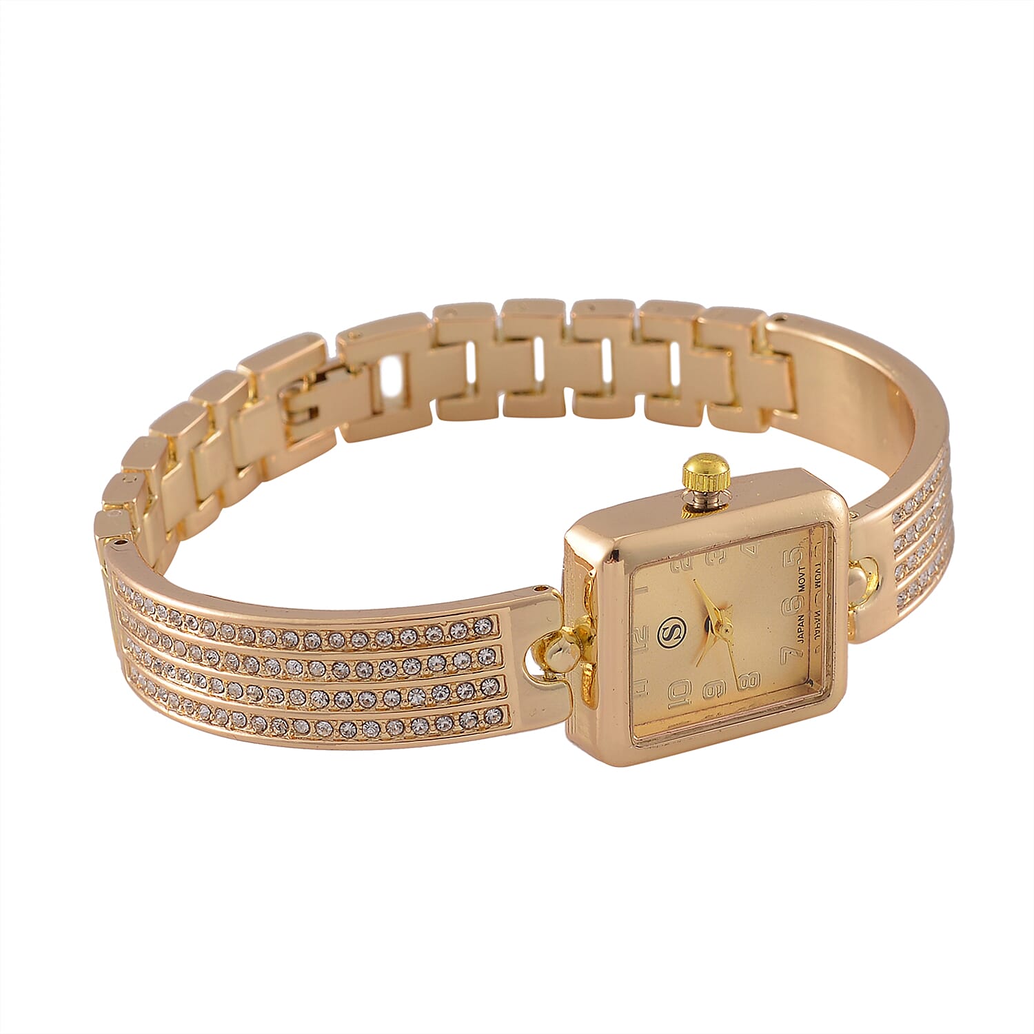 STRADA, PC21S Japanese Movement Stainless Steel Watch with Studded Crystal 2.000  Ct.