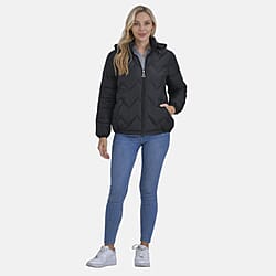 La Marey Short Lightning-Patterned Quilted Jacket with Hood