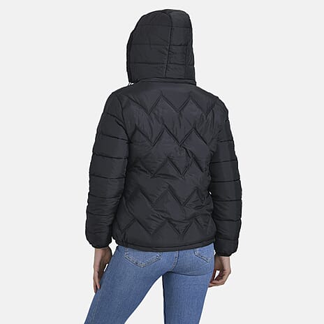 La Marey Short Lightning-Patterned Jacket (Size L) - Black