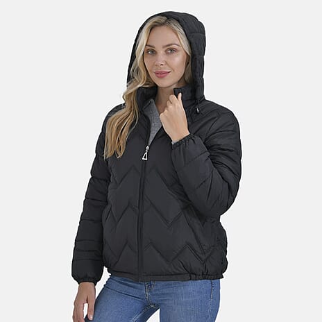 La Marey Short Lightning-Patterned Jacket (Size L) - Black