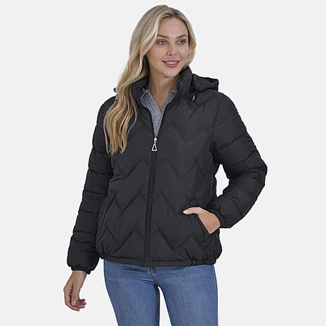 La Marey Short Lightning-Patterned Jacket (Size L) - Black