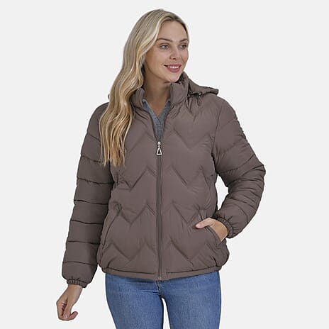 La Marey Short Lightning-Patterned Jacket (Size XXL) - Brown