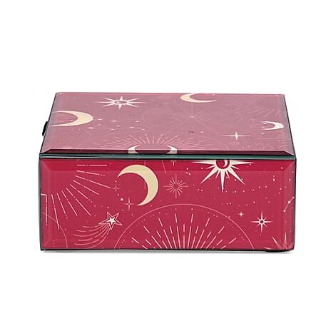 Square Glass Jewellery Box (Size 12x12x4.5 cm) - Red