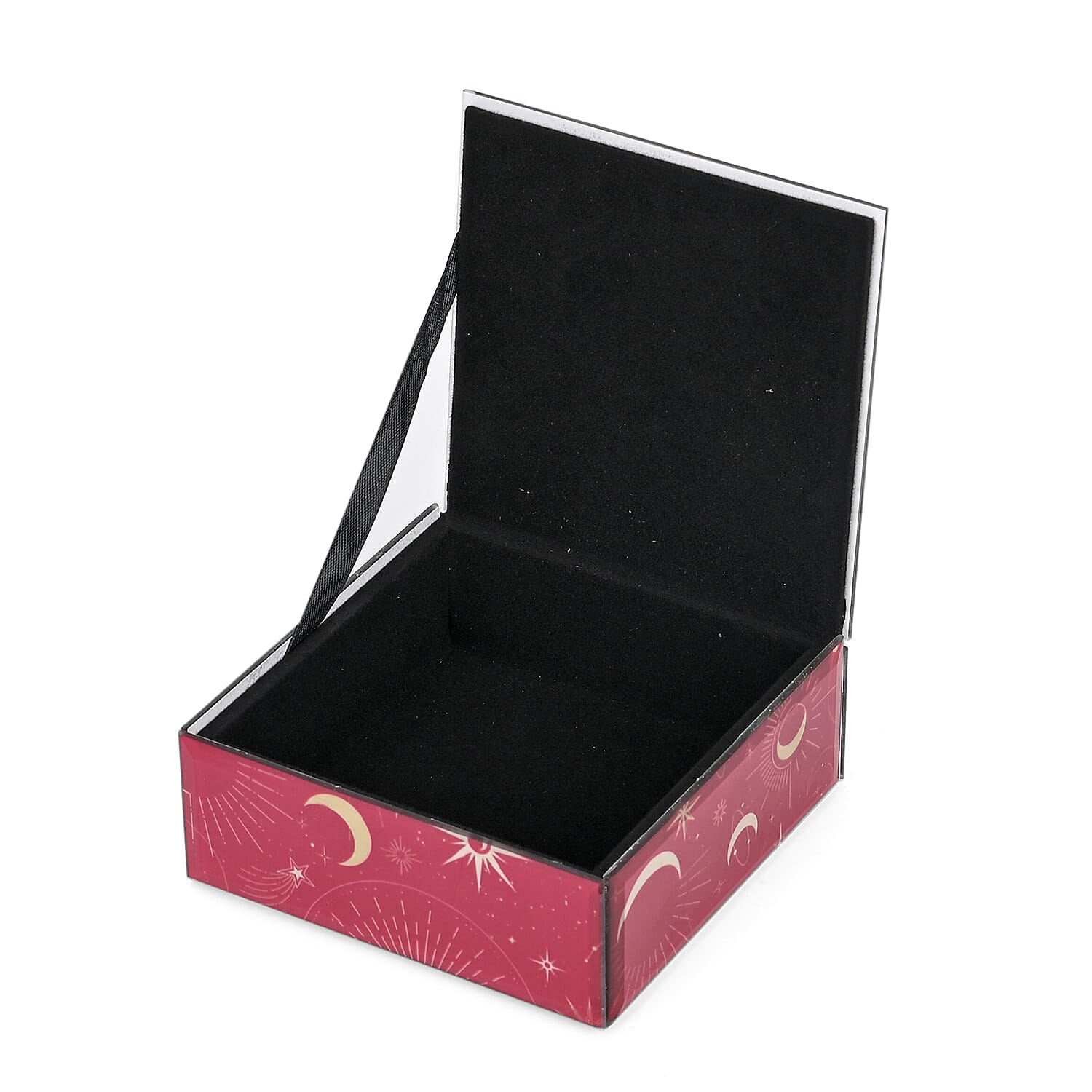 Square Glass Jewellery Box (Size 12x12x4.5 cm) - Red