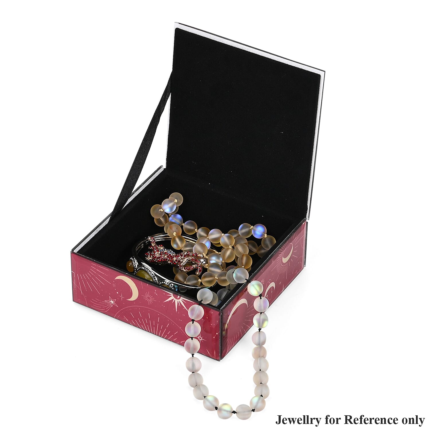 Square Glass Jewellery Box (Size 12x12x4.5 cm) - Red