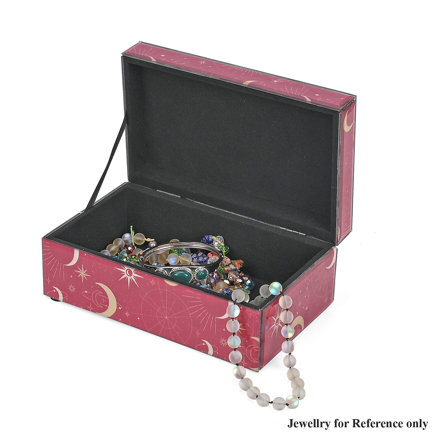 Rectangle Glass Jewellery Box (Size 21x13x8.5 cm) - Red