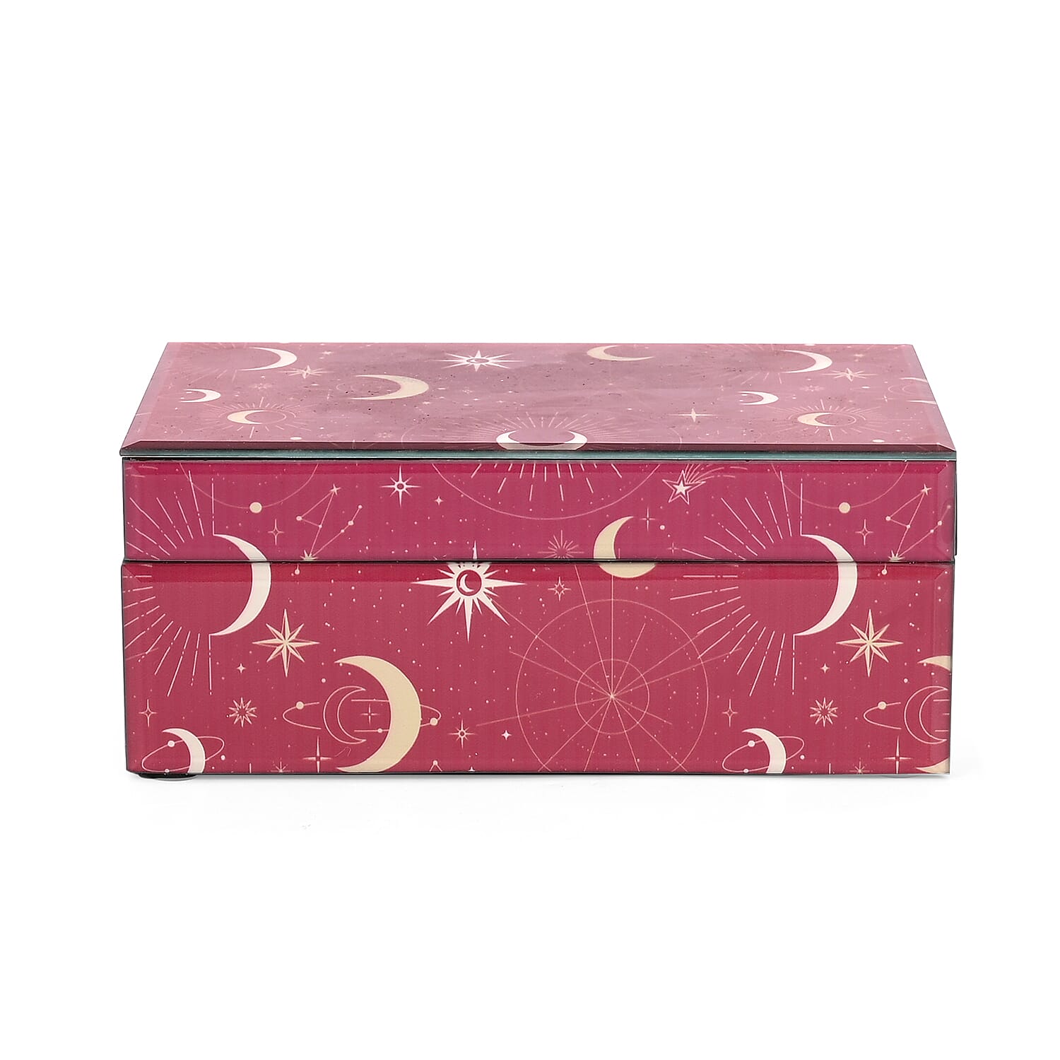 Rectangle Glass Jewellery Box (Size 21x13x8.5 cm) - Red