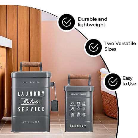 Set of 2 Laundry Basket with Scoop - Grey