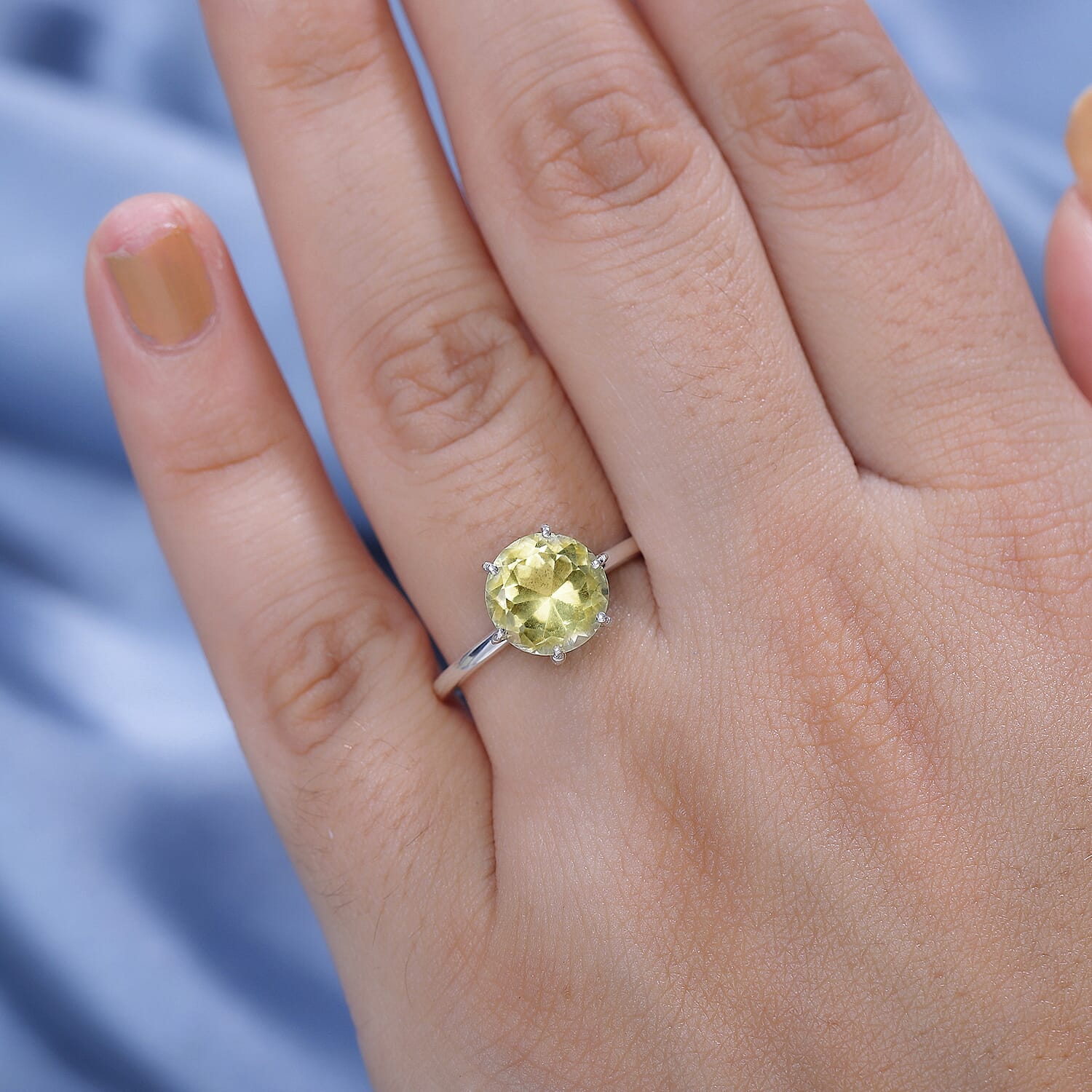 Lemon Quartz Ring Sterling Silver 2.330  Ct.