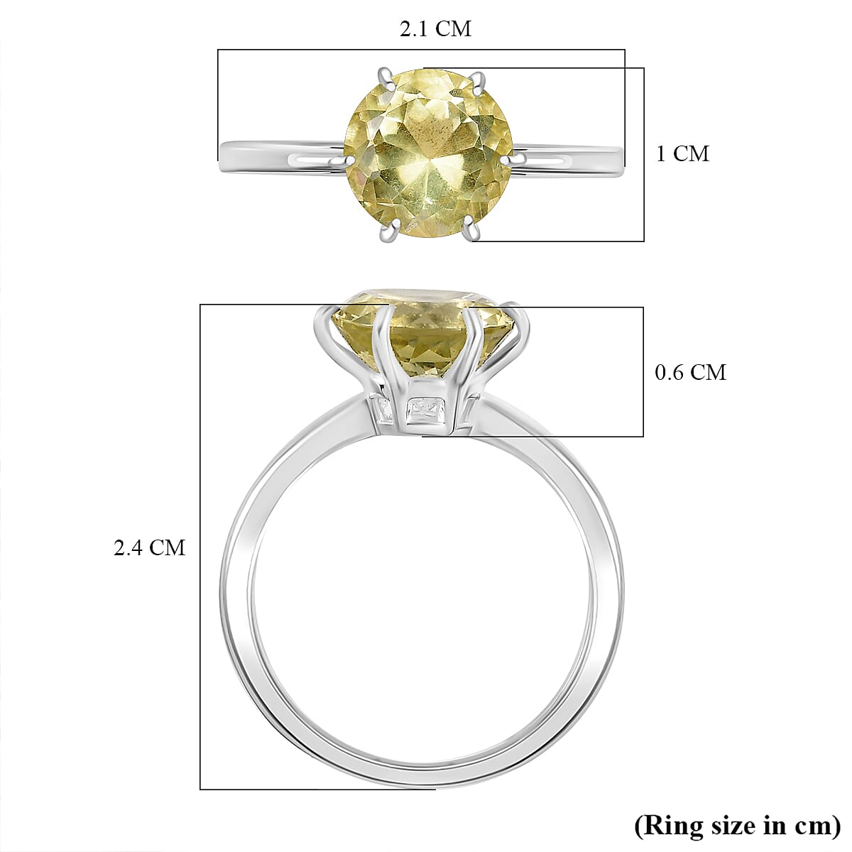 Lemon Quartz Ring Sterling Silver 2.330  Ct.