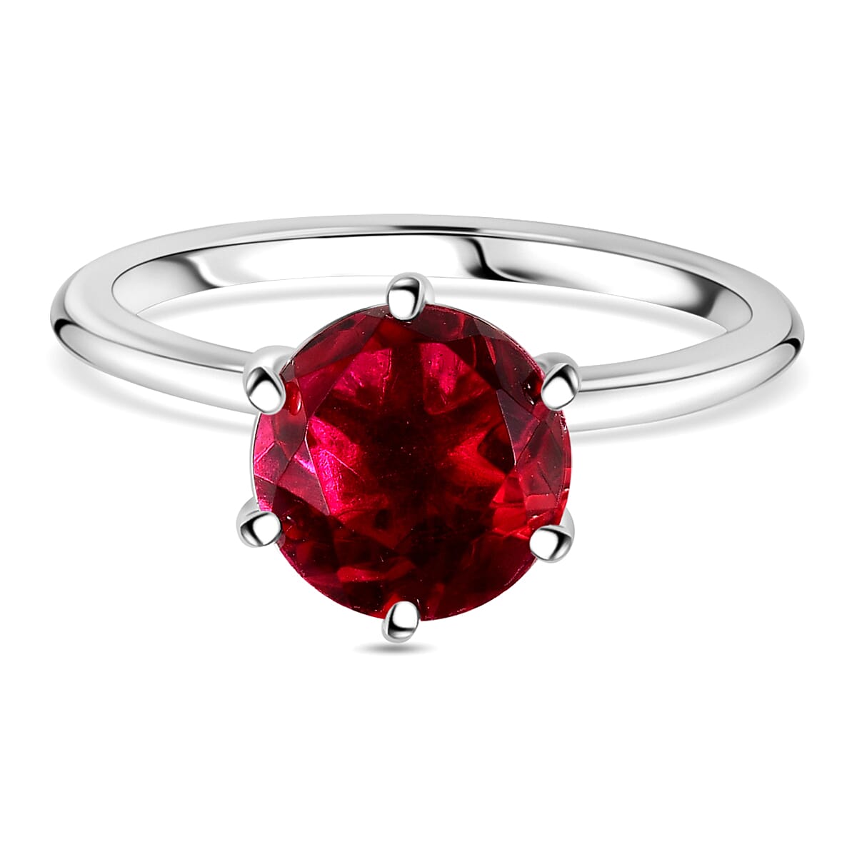 Ruby Colour Quartz Solitaire Sterling Silber Ring 2.40 ct