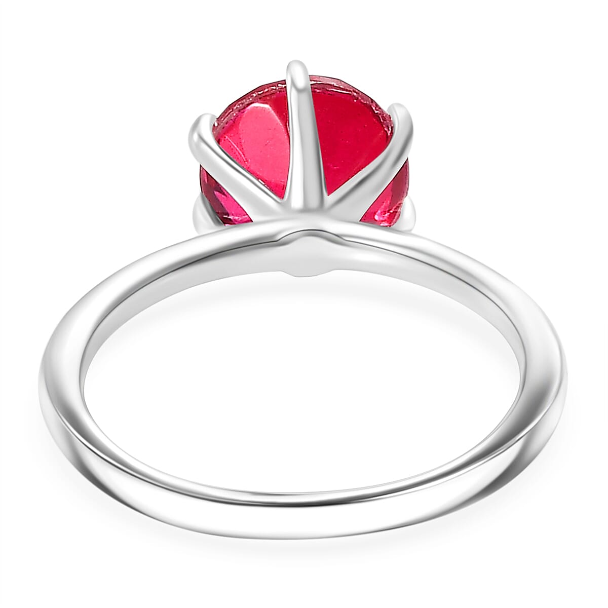Ruby Colour Quartz Solitaire Sterling Silber Ring 2.40 ct