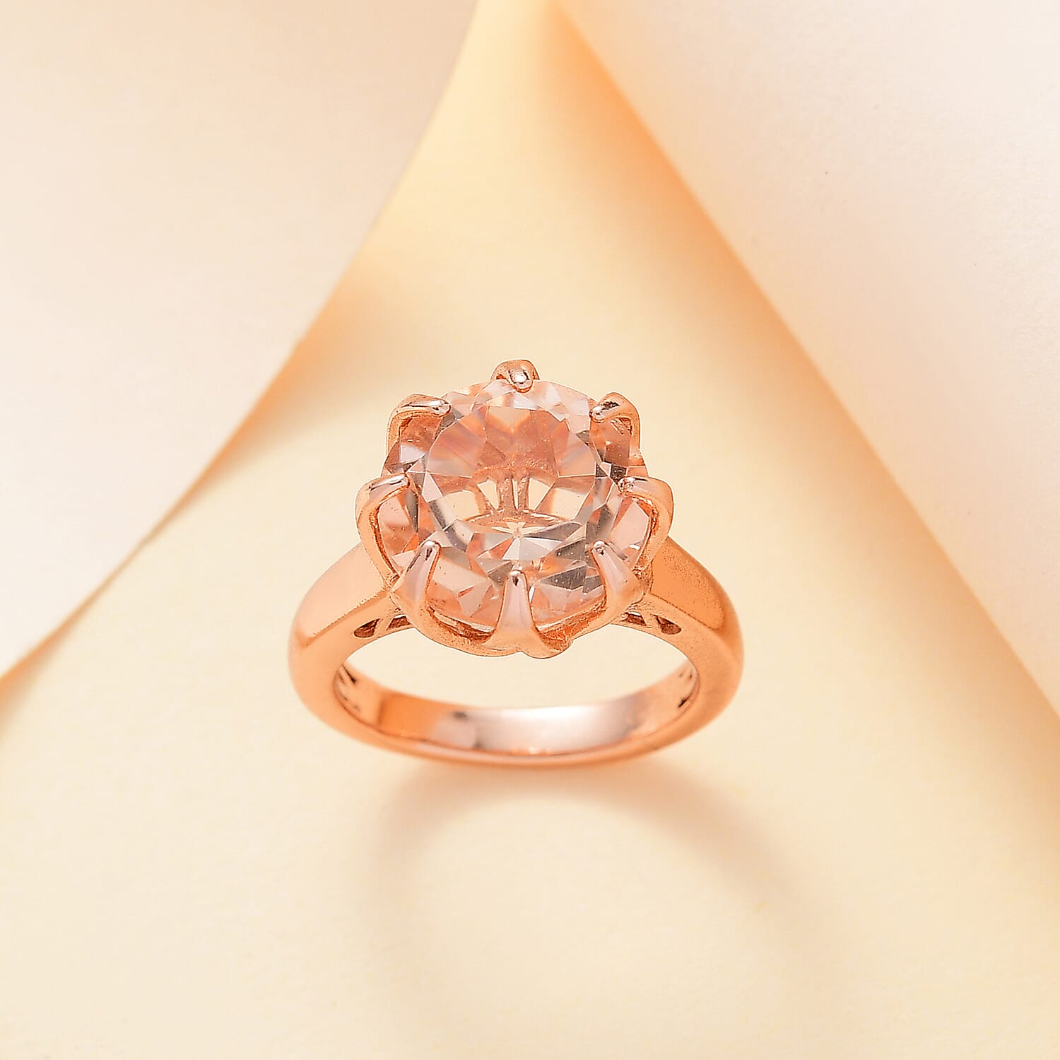 Morganite Triplet Quartz Ring 6.871  Ct.