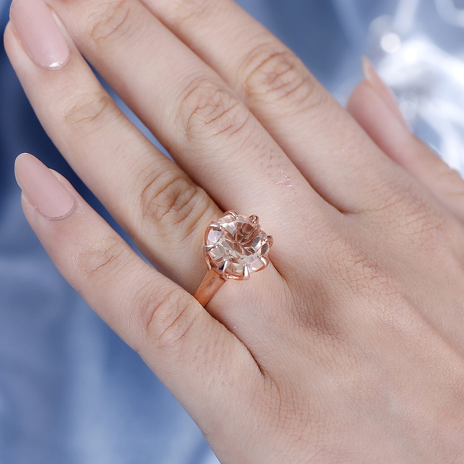 Morganite Triplet Quartz Ring 6.871  Ct.