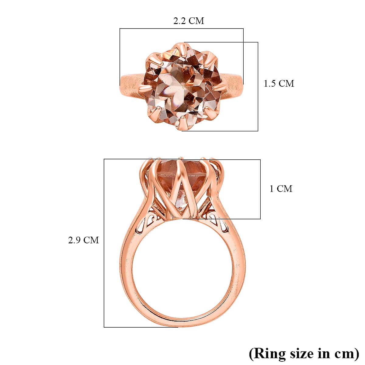 Morganite Triplet Quartz Ring 6.871  Ct.