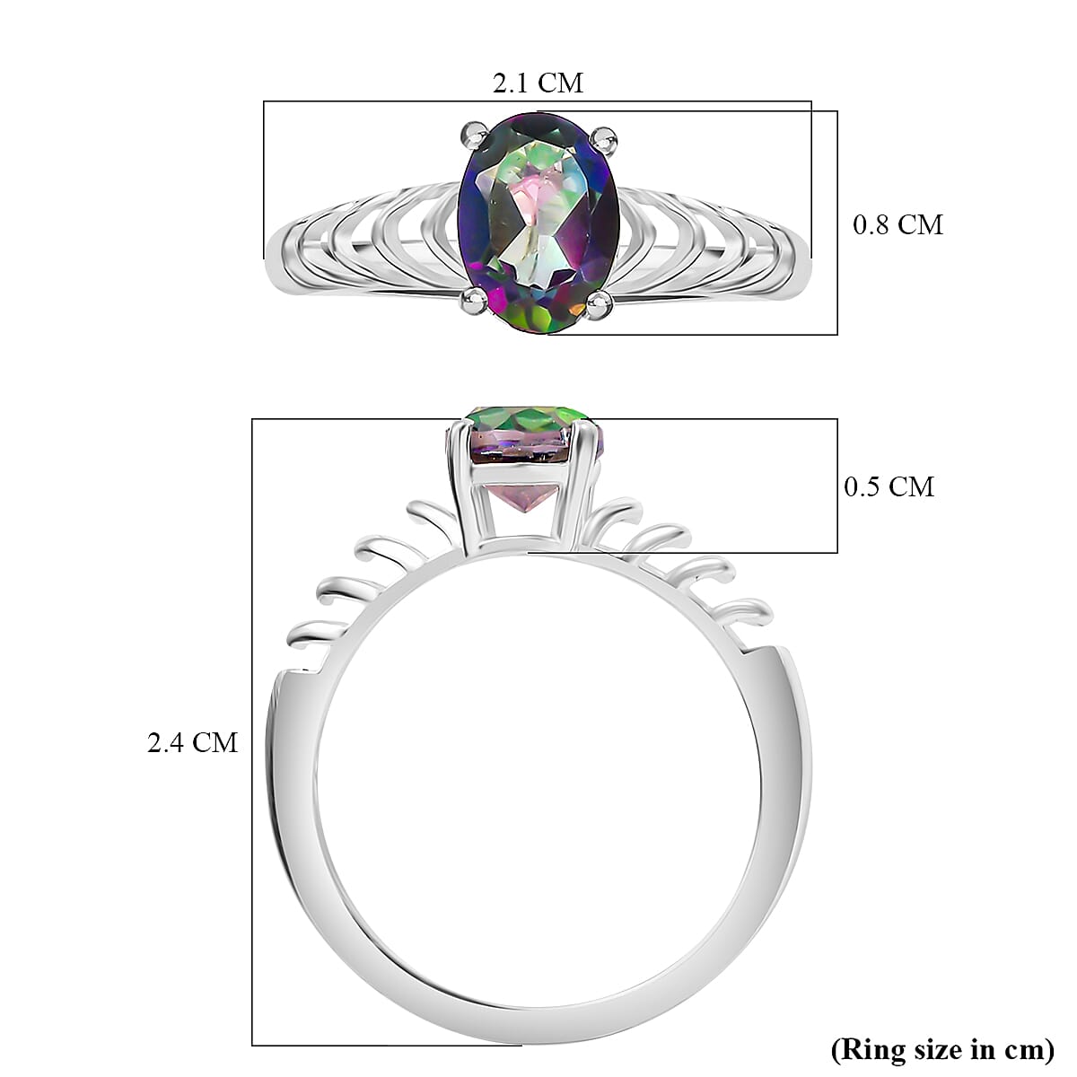 Mystic Green Quartz Solitaire Ring Sterling Silver 1.50 ct