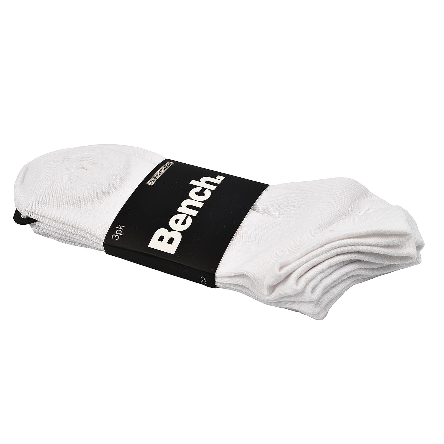 BENCH Pack of 3 100% Cotton Trainer Socks (One Size) - White