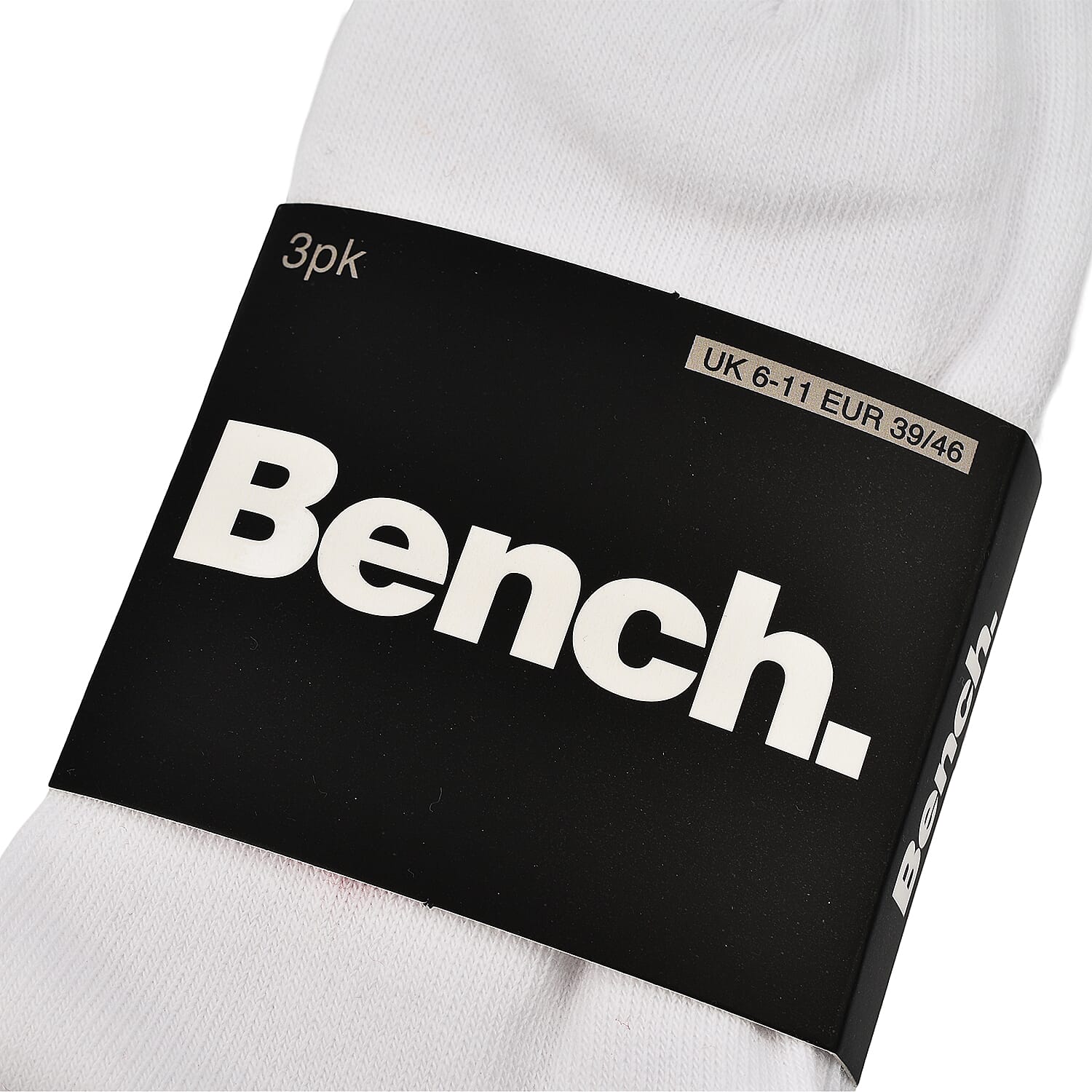 BENCH Pack of 3 100% Cotton Trainer Socks (One Size) - White