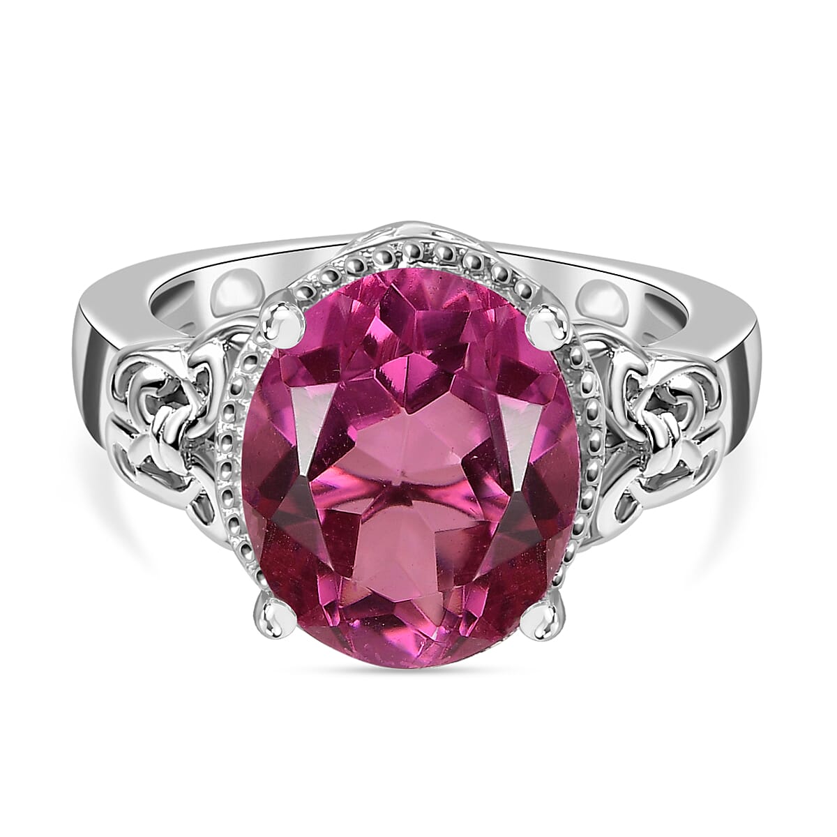 Radiant Orchid Quartz Platinum Overlay Ring 5.00 ct