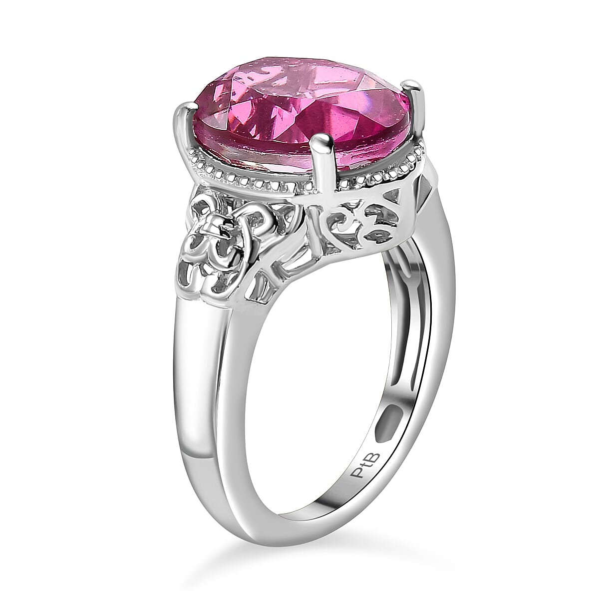 Radiant Orchid Quartz Platinum Overlay Ring 5.00 ct