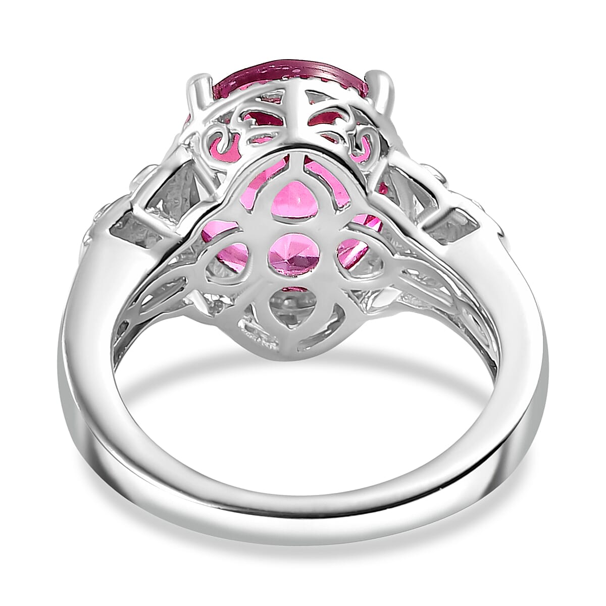 Radiant Orchid Quartz Platinum Overlay Ring 5.00 ct