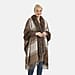 La Marey Warm Faux Fur Tassel Striped Poncho (One Size) - Brown & White