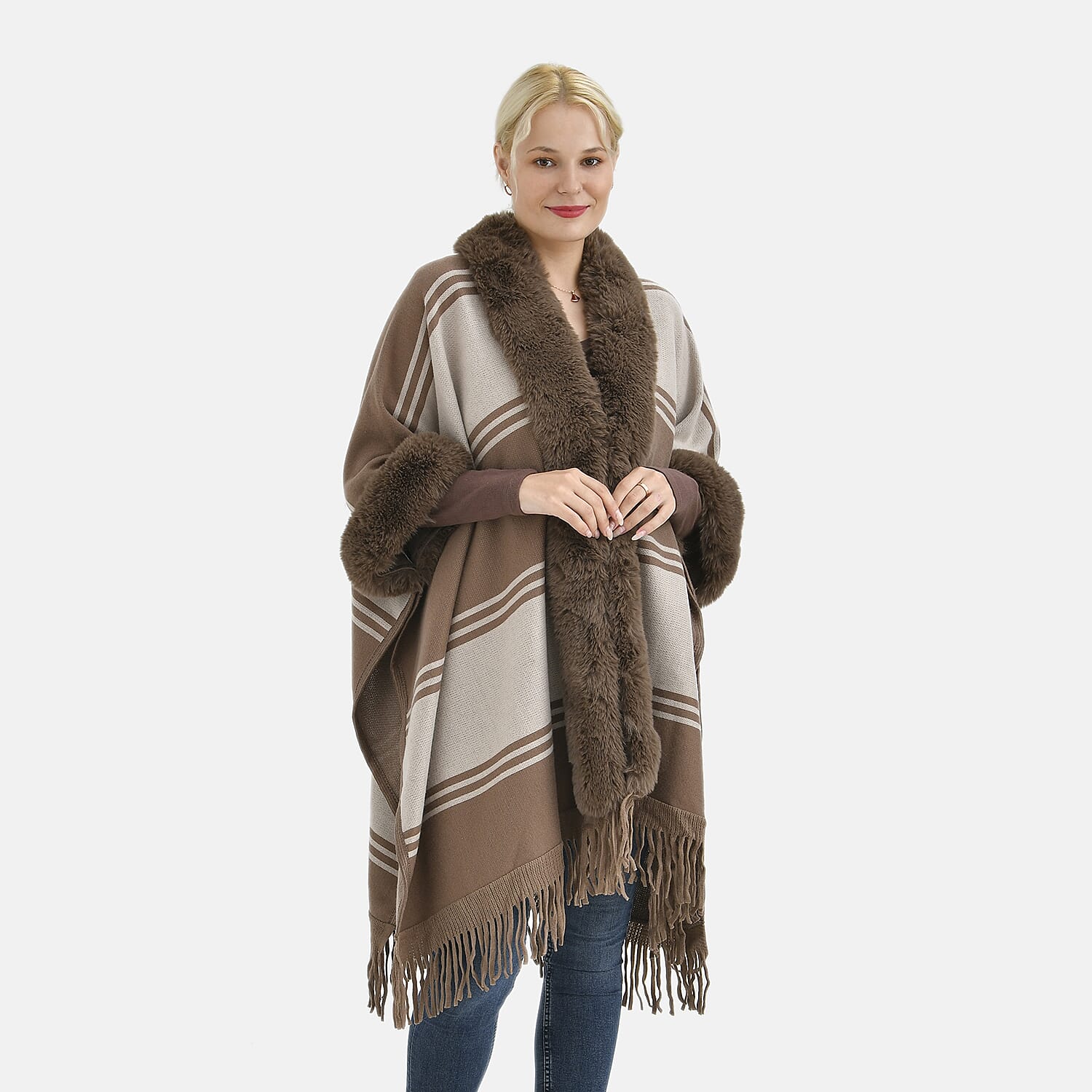 Poncho Scarf Wrap with shops Trim