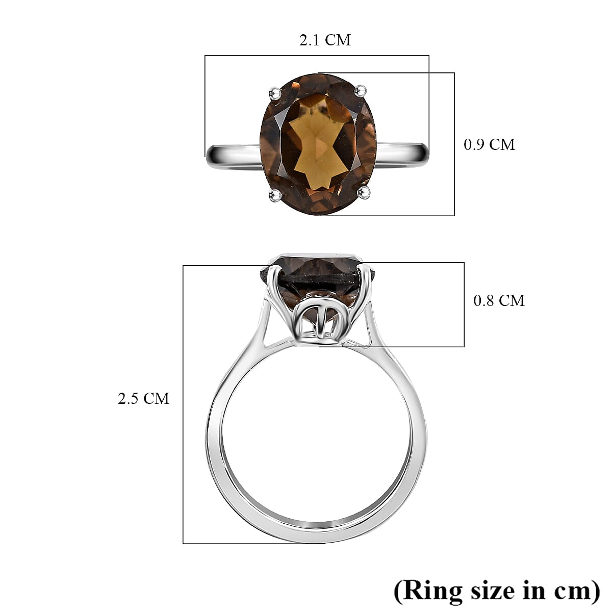 Smoky Quartz  Ring in Sterling Silver 4.50 ct