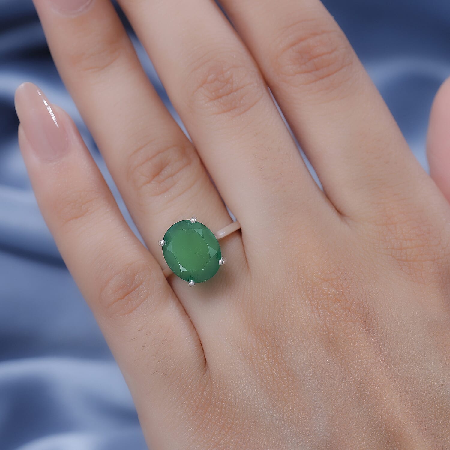 Green Onyx  Ring  Sterling Silver 4.093  Ct.