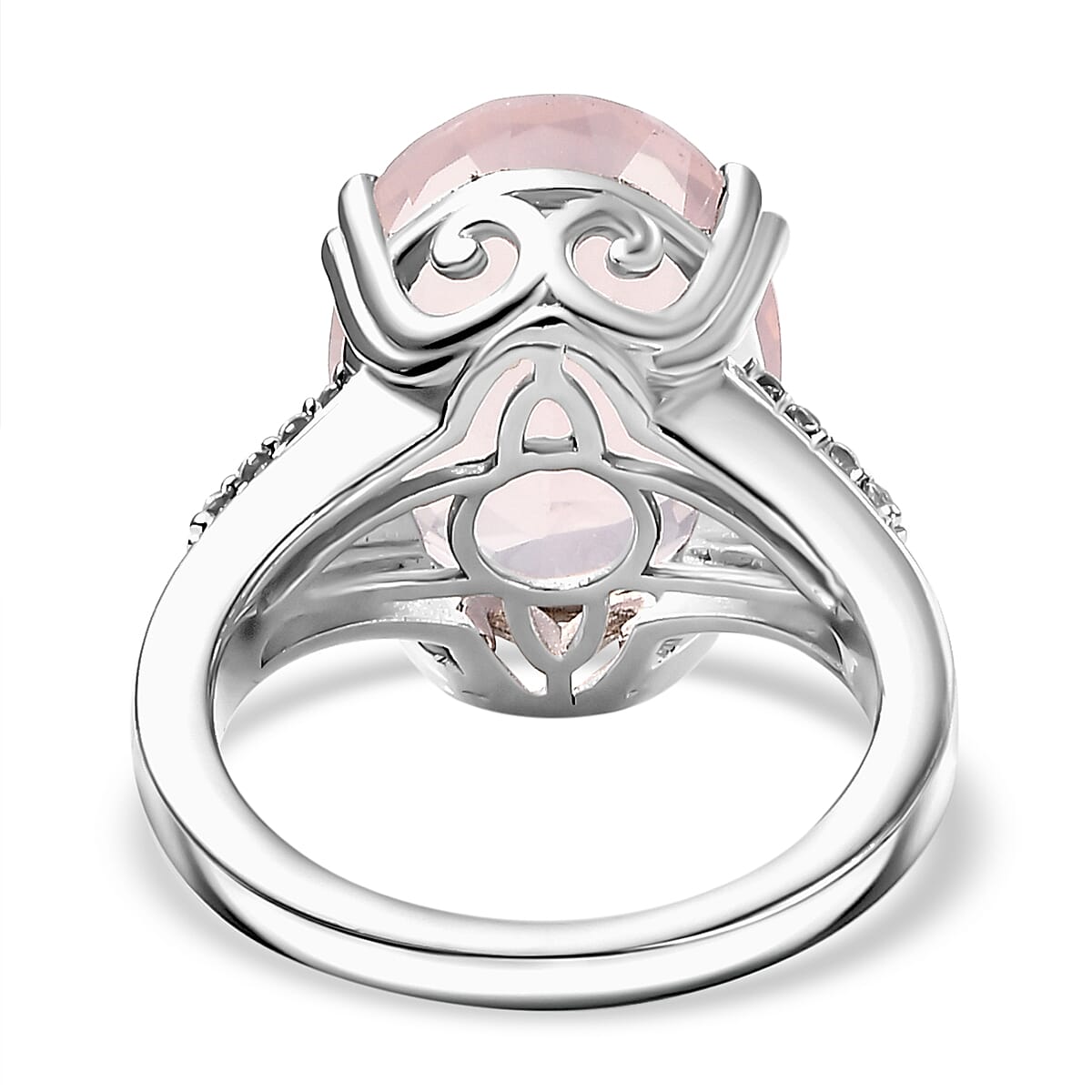 Natural Rose Quartz & Natural White Zircon Ring 8.436  Ct.