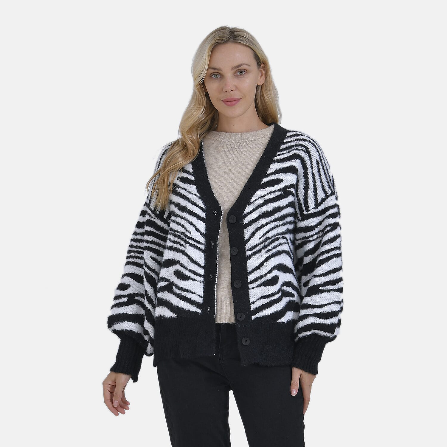 Tamsy Zebra Print Cardigan - Black & White