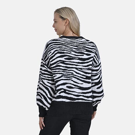 Tamsy Zebra Print Cardigan - Black & White