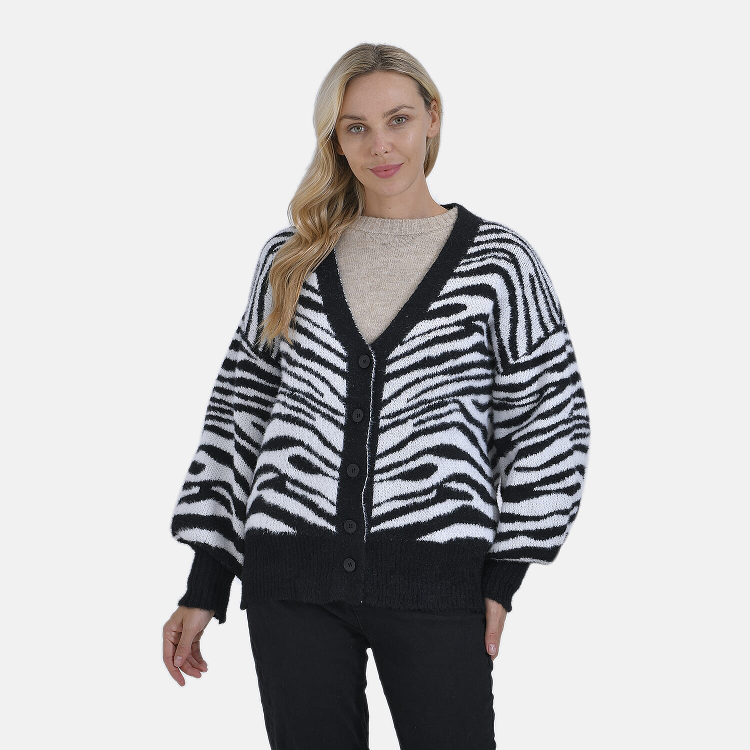 Tamsy Zebra Print Cardigan - Black & White