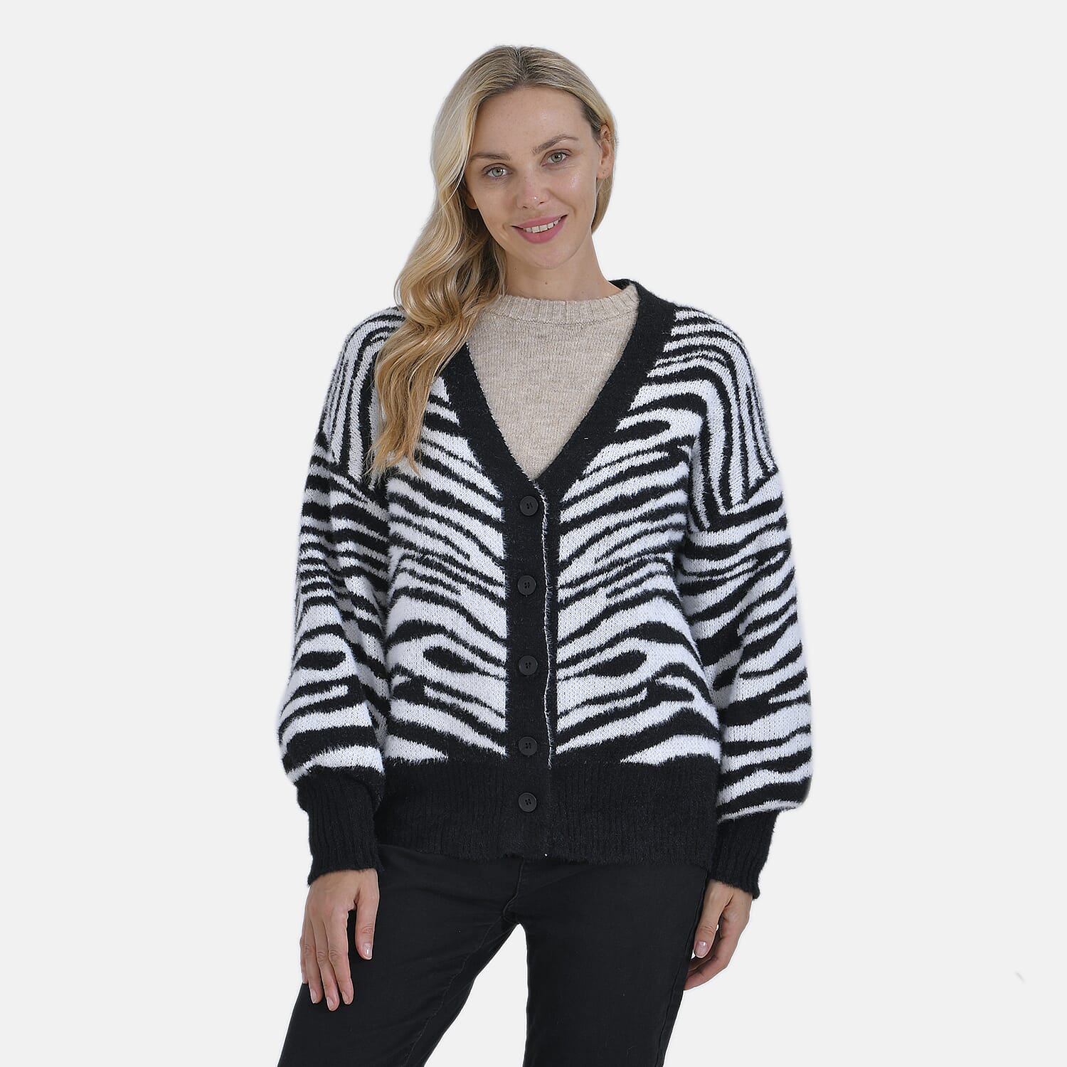 Tamsy Zebra Print Cardigan - Black & White