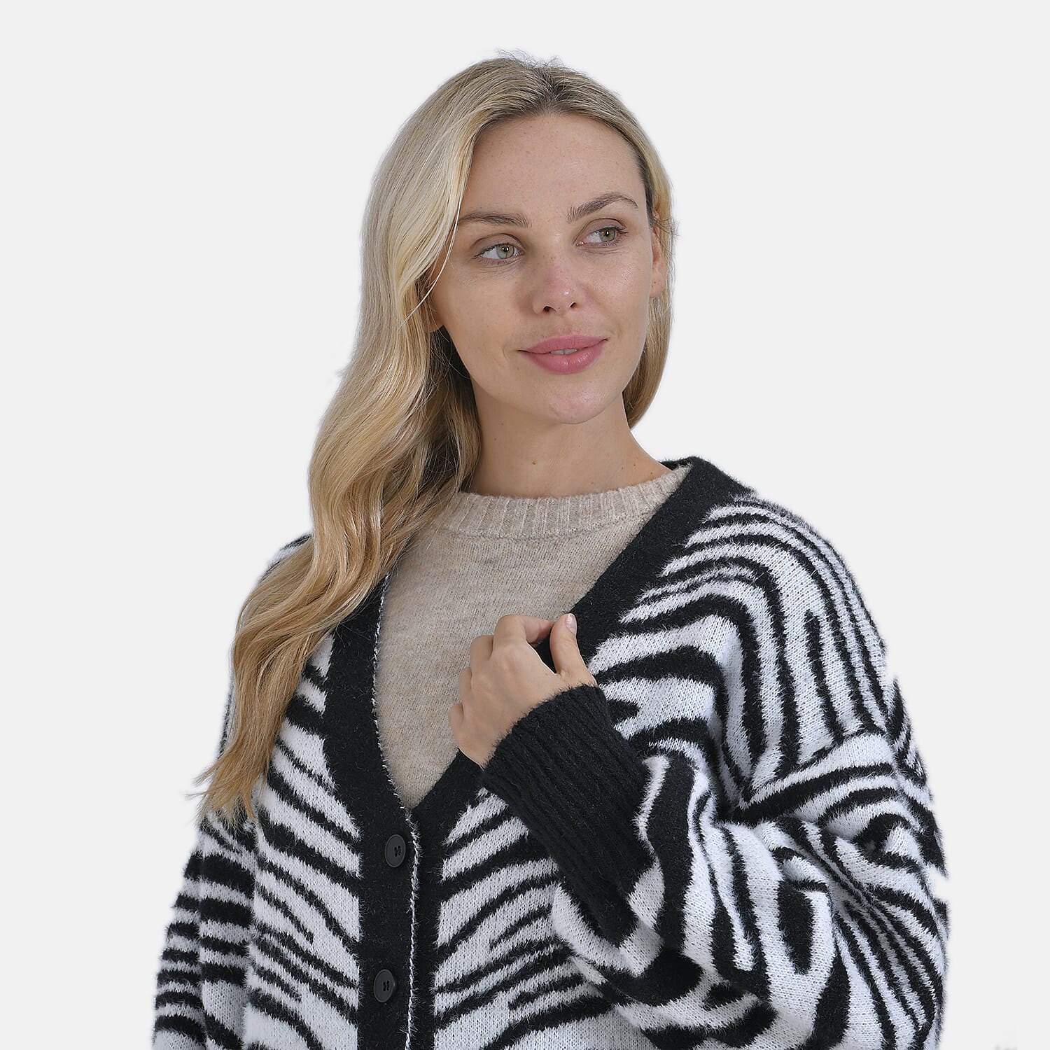 Tamsy Zebra Print Cardigan - Black & White
