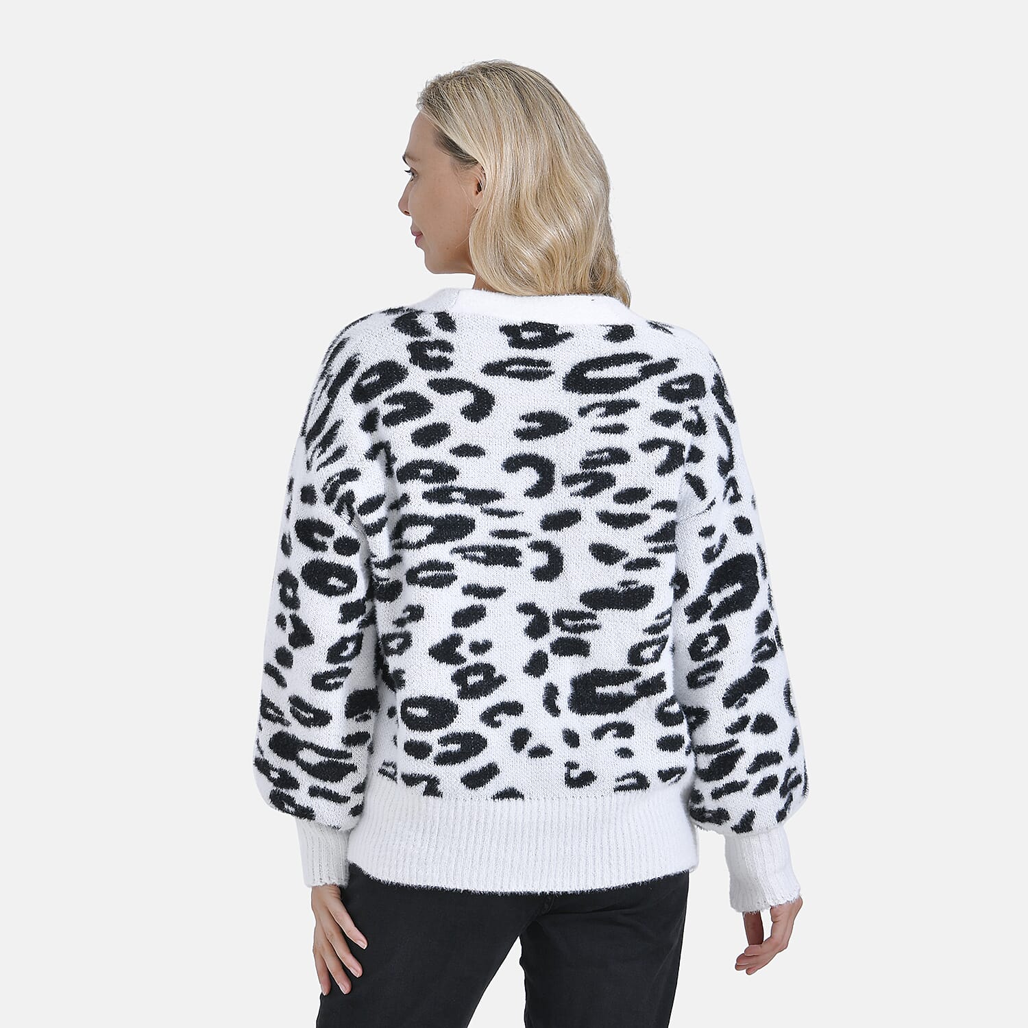 Tamsy Leopard Print Cardigan - White & Black Print