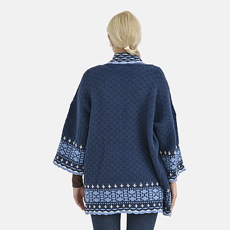 Tamsy Bohemian Style Super Soft Cardigan (One Size, upto 18) - Blue