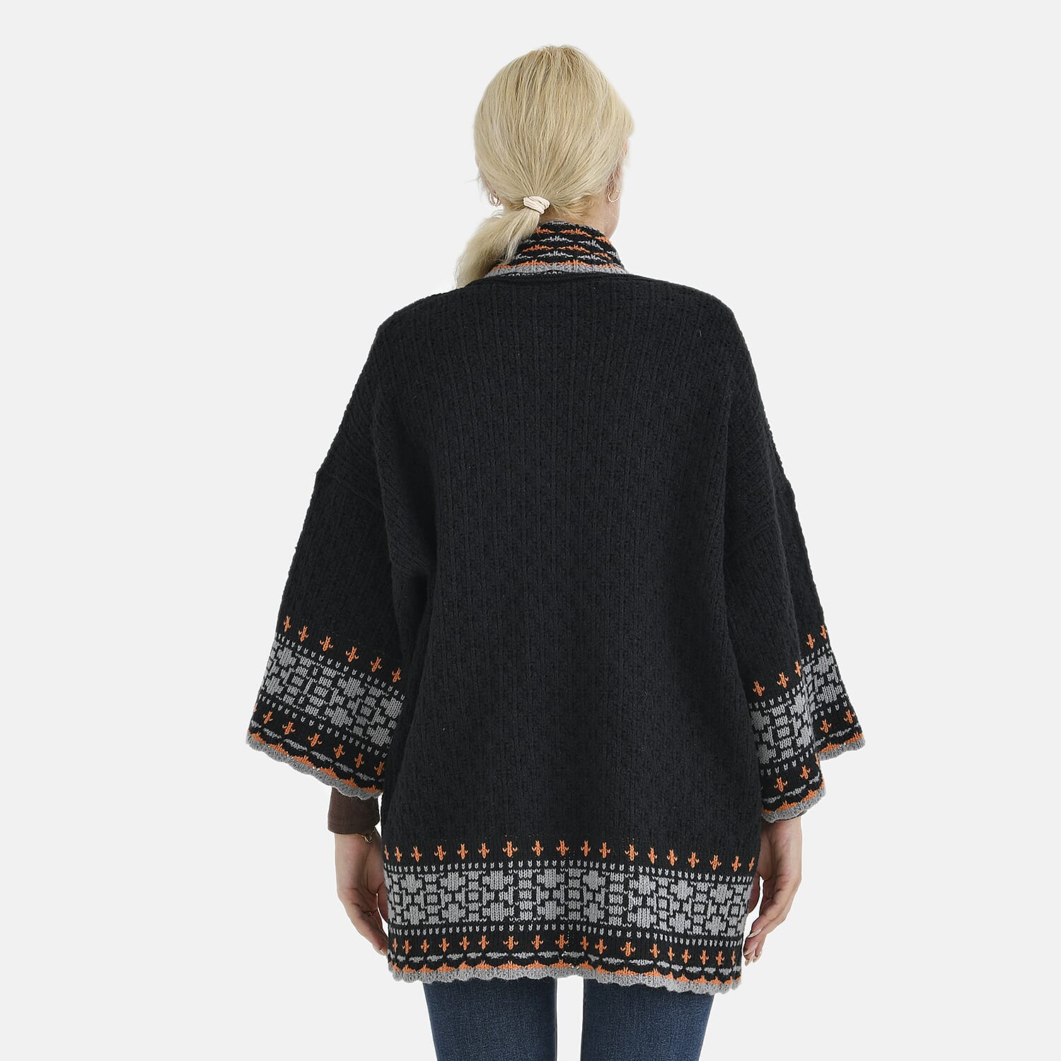 Tamsy Coloured Woven Cardigan (One Size) - Black