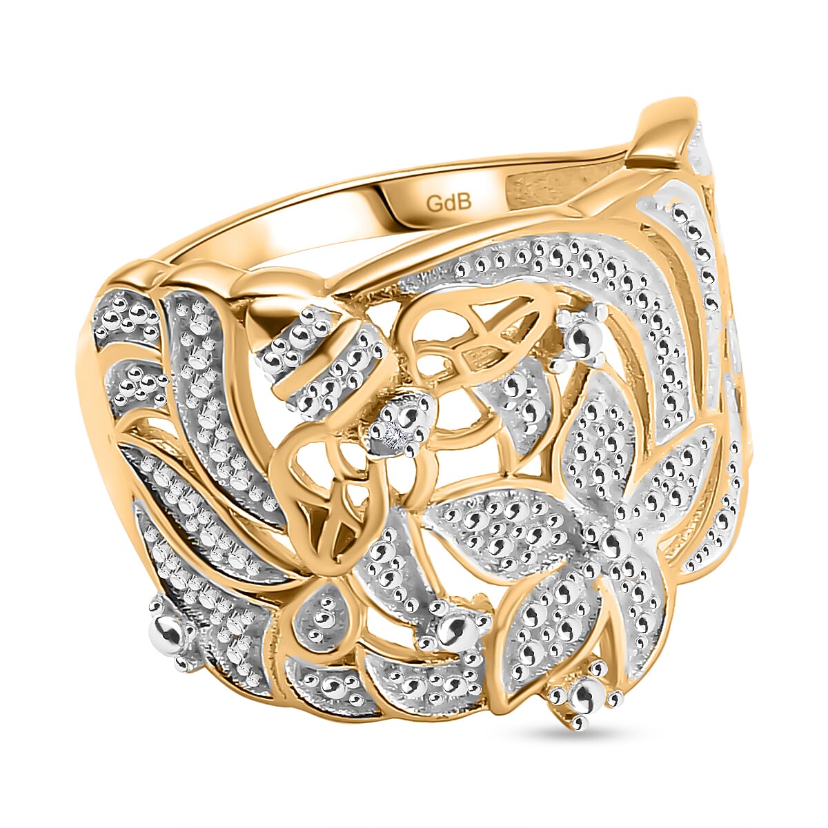 Designer Inspired- Natural Diamond Leaf Ring