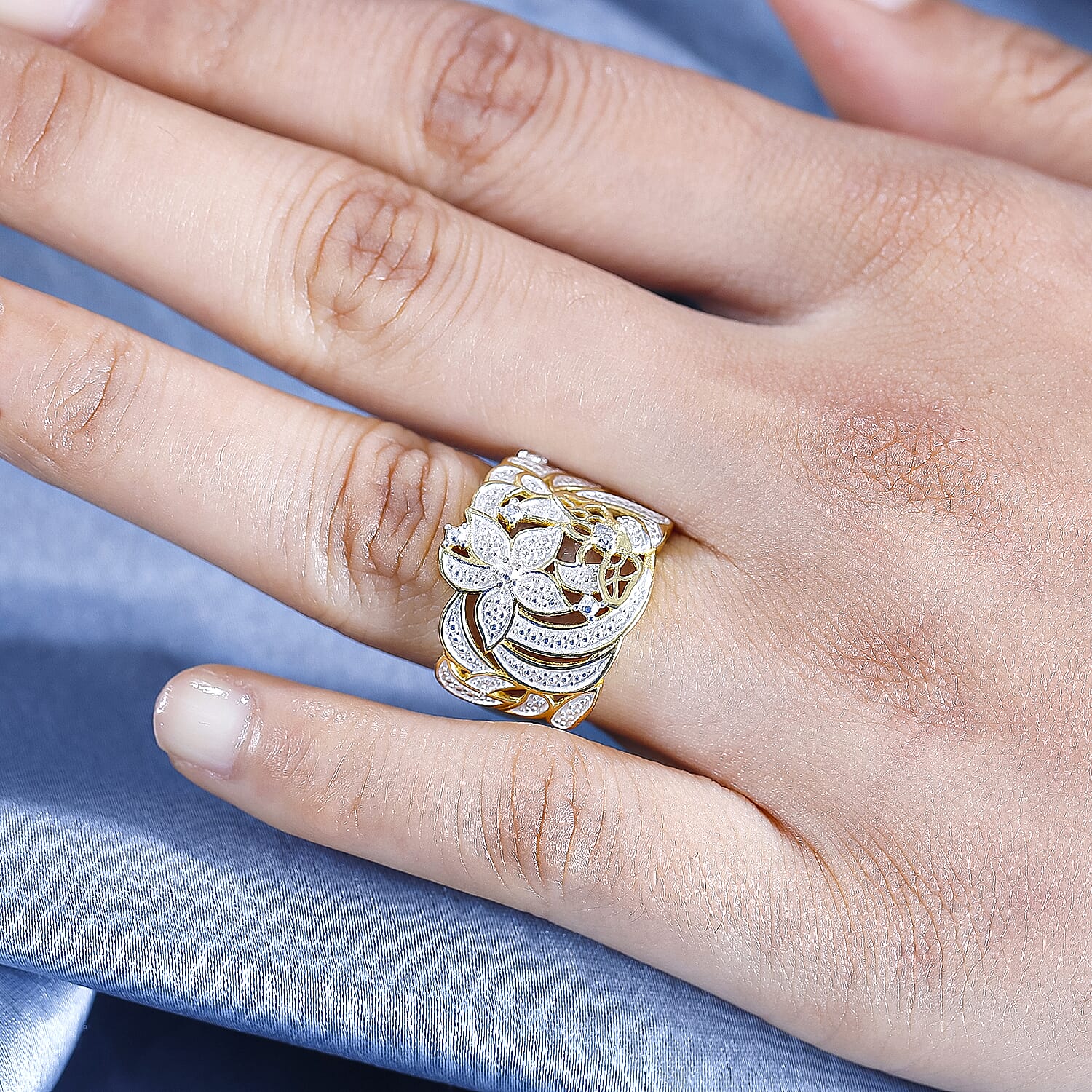 Designer Inspired- Natural Diamond Leaf Ring