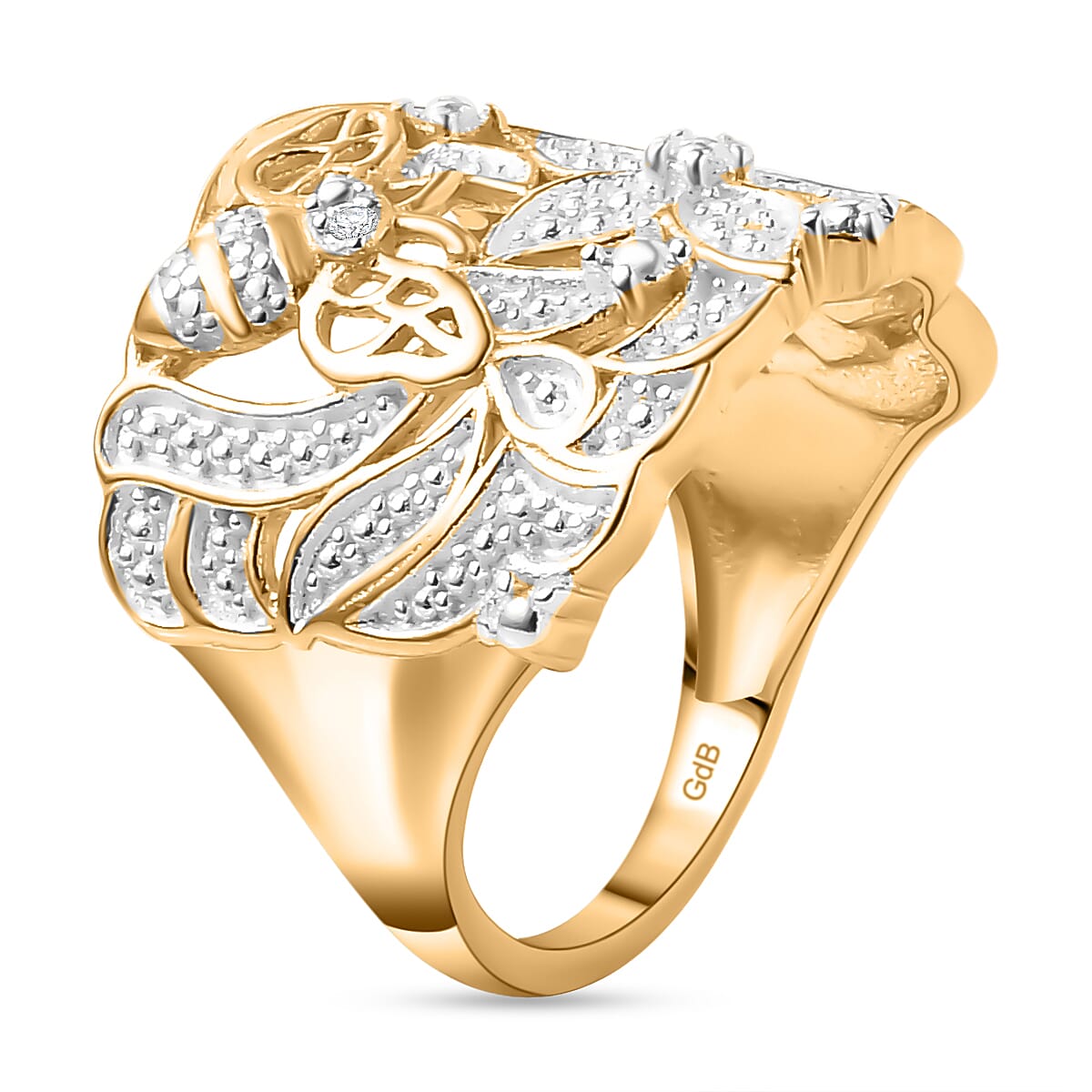 Designer Inspired- Natural Diamond Leaf Ring