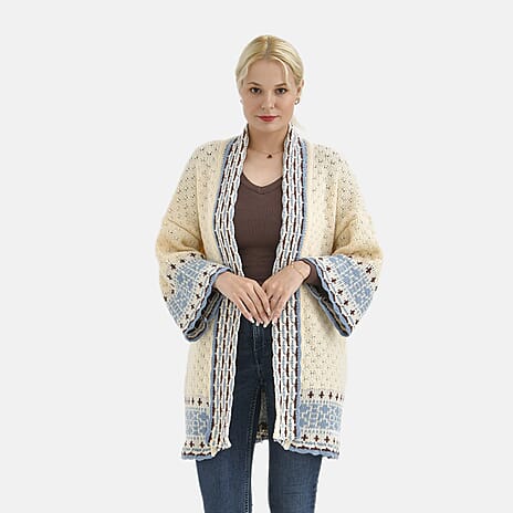 Tamsy Coloured Woven Cardigan (One Size) - Beige