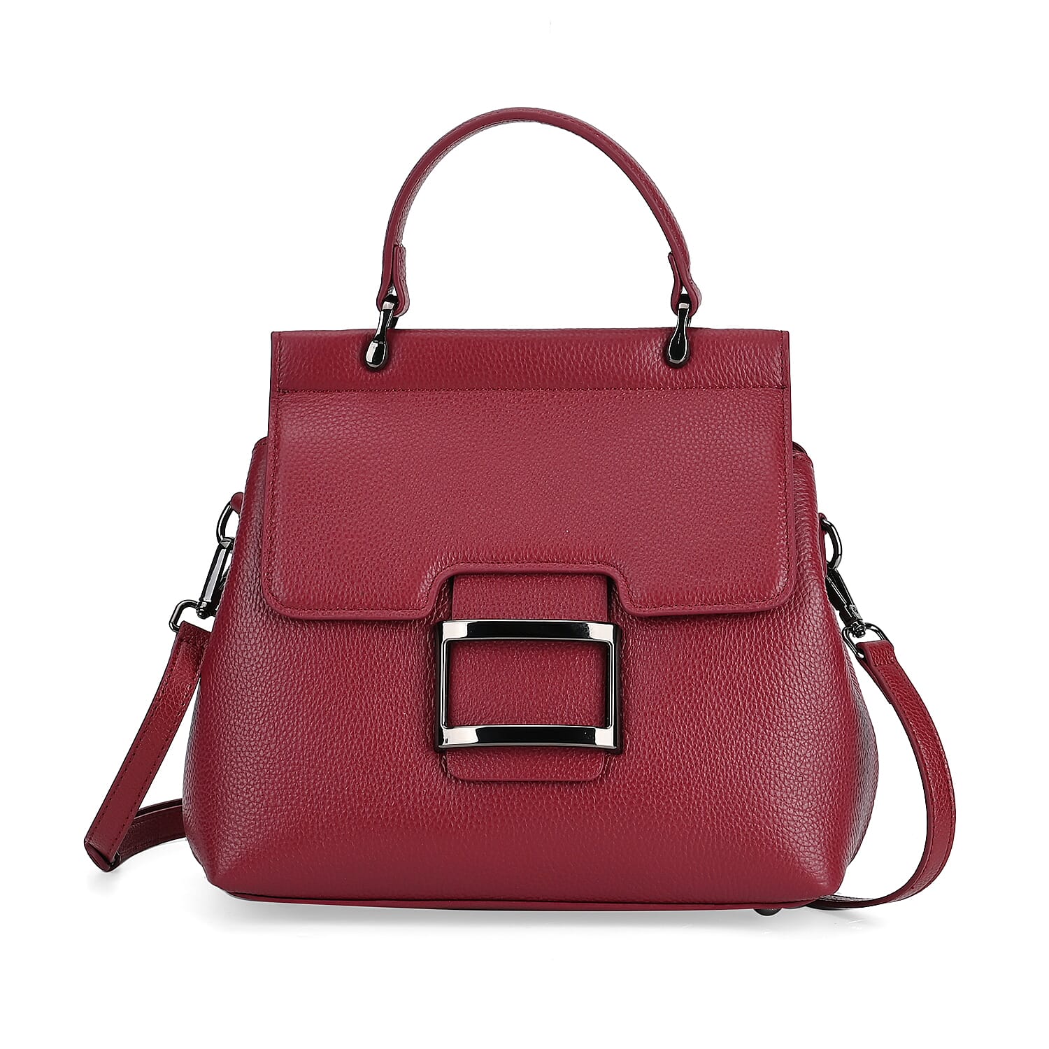Genuine Leather Crossbody Bag (Size 25x11x22 cm) - Burgundy