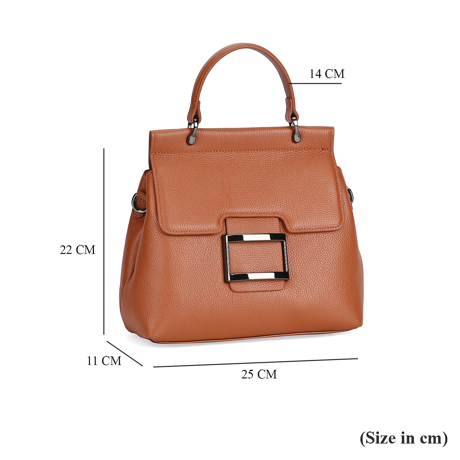 Genuine Leather Crossbody Bag (Size 25x11x22 cm) - Tan