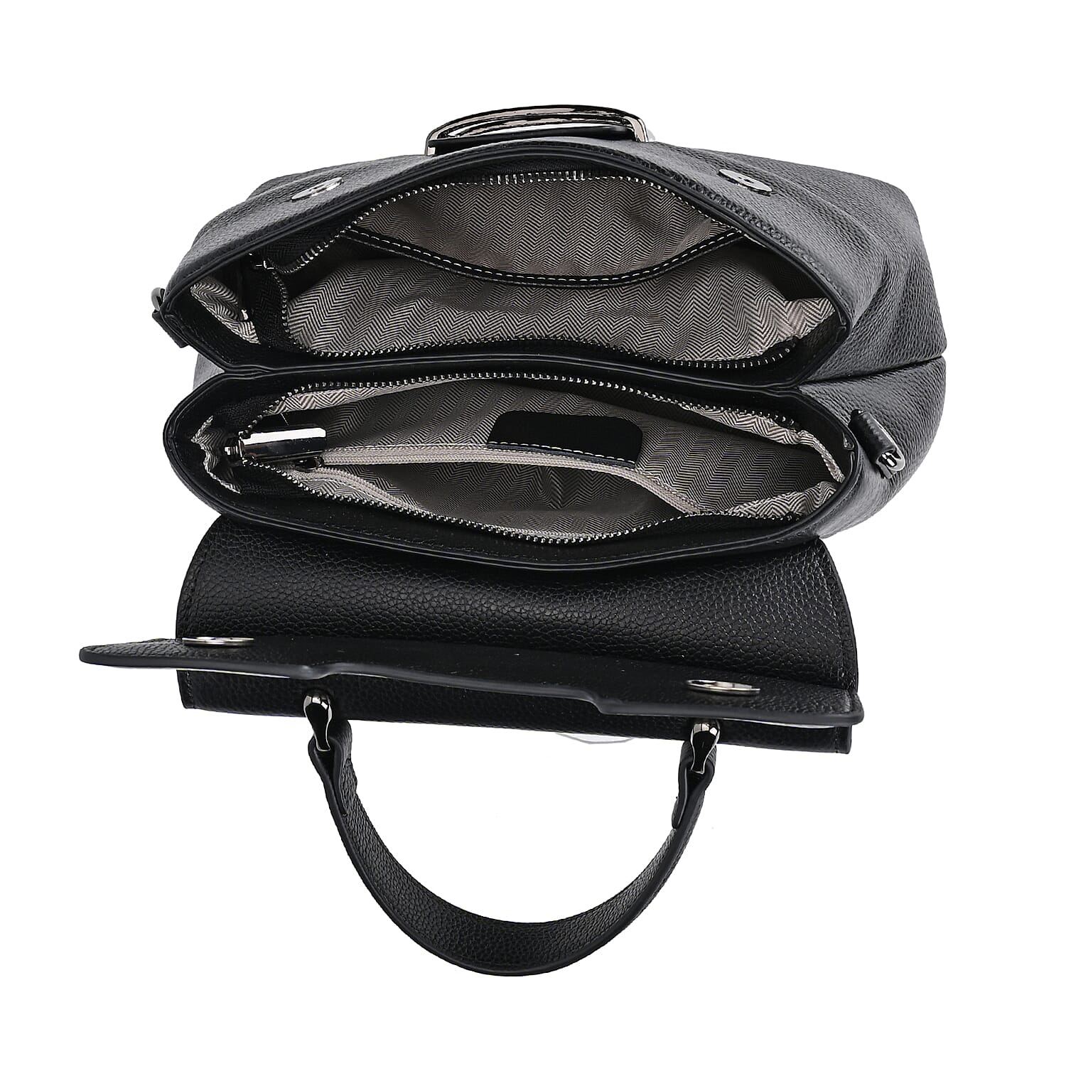 Genuine Leather Crossbody Bag  (Size 25x11x22 cm) - Black