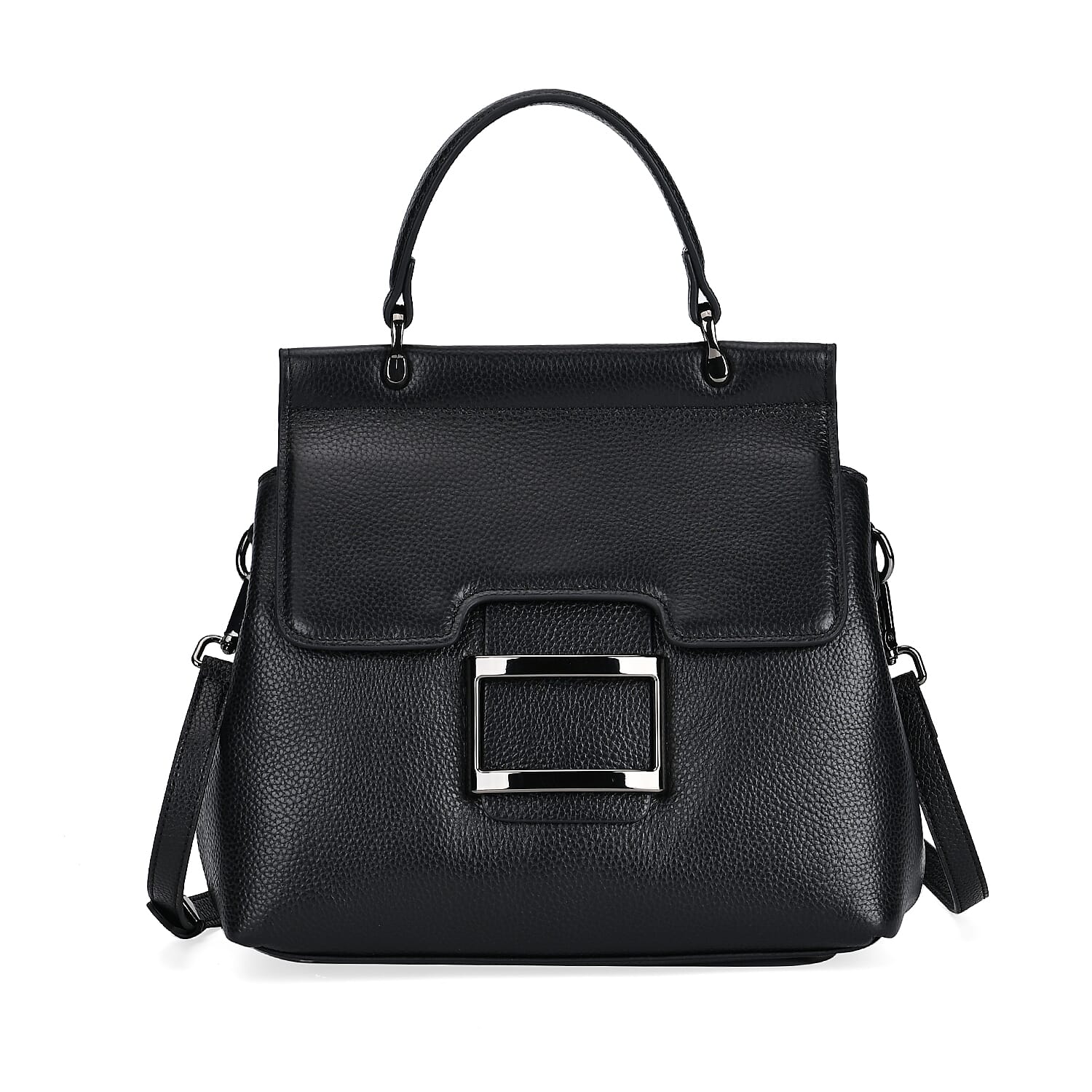 Genuine Leather Crossbody Bag  (Size 25x11x22 cm) - Black