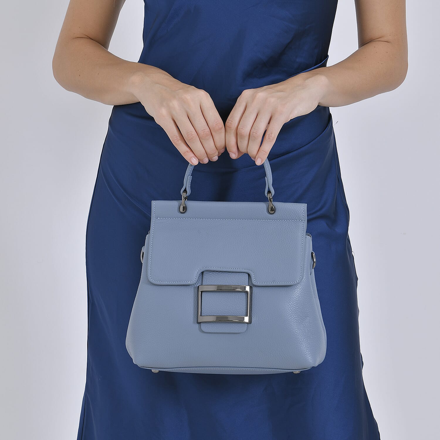 Genuine Leather Crossbody Bag (Size 25x11x22 cm) - Blue